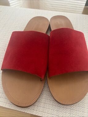 Johnny Was Red Suede Slide Sandals